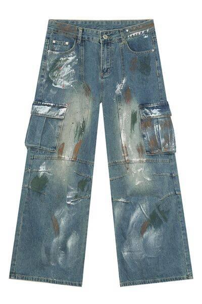 Waste Soil Style Jeans with Cargo Pockets - Clothes For Her Online Store