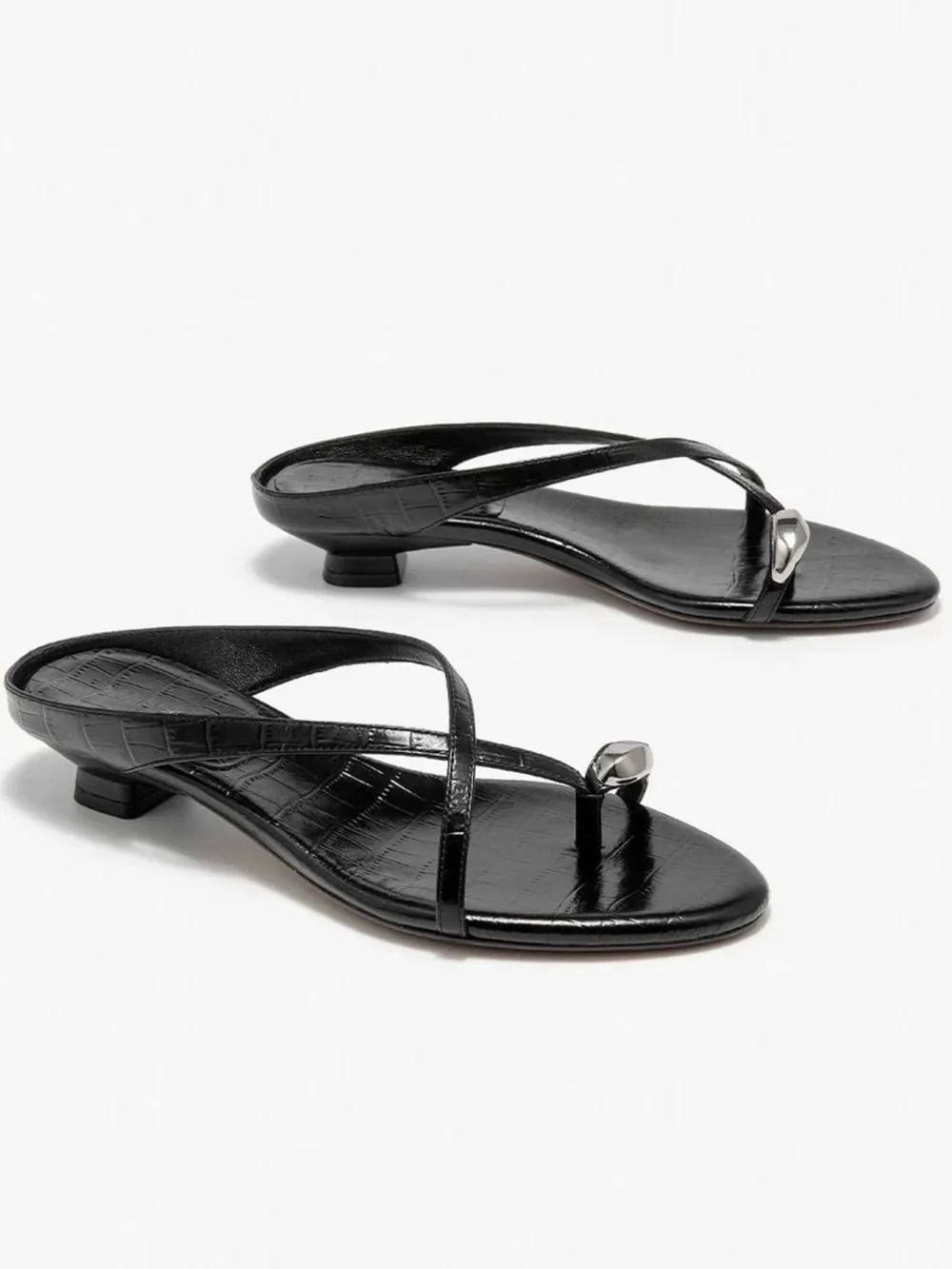 Toe Loop Block Heels Sandals