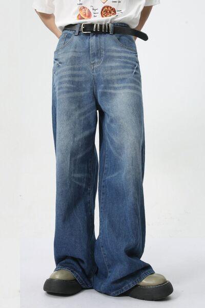 Wide Leg Men's Jeans with Pockets