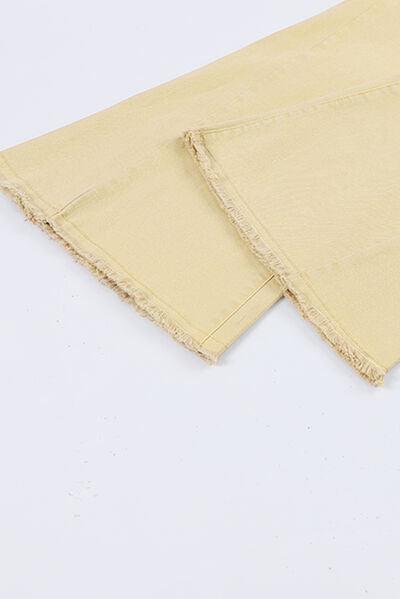 Raw Edge Mid Waist Flared Jeans - Clothes For Her Online Store
