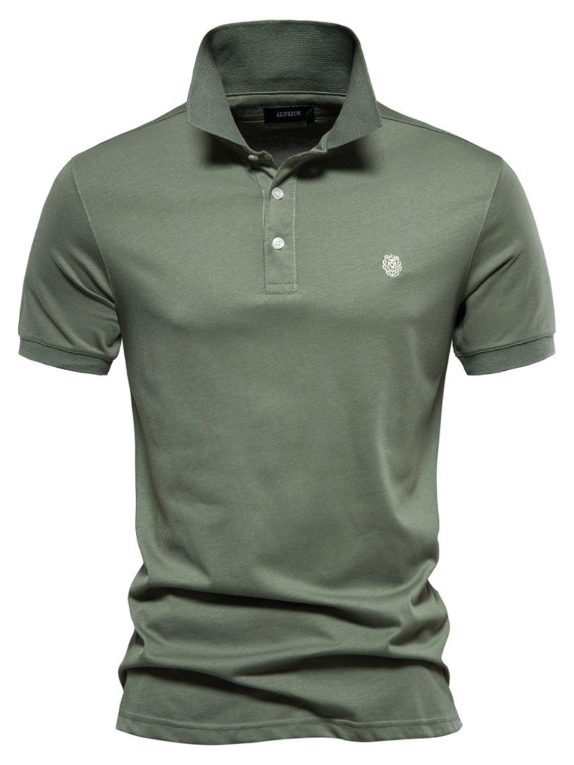 Men's Embroidered Collared Short Sleeve Polo - Clothes For Her Online Store
