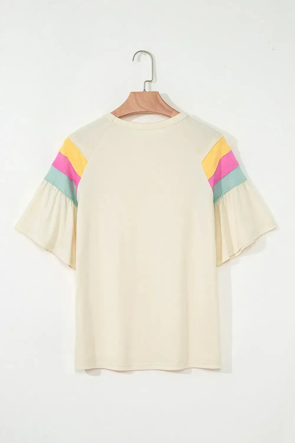 Color Block Stitched Sleeve Loose T Shirt