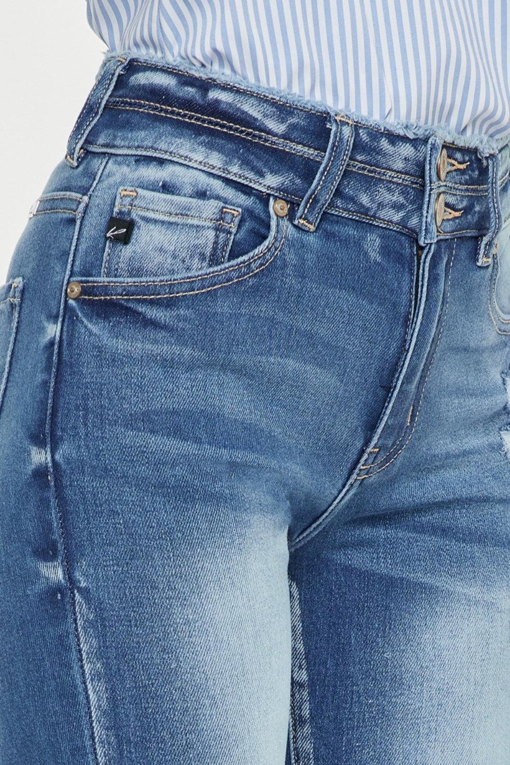 Kancan Distressed Raw Hem High Waist Jeans - Clothes For Her Online Store