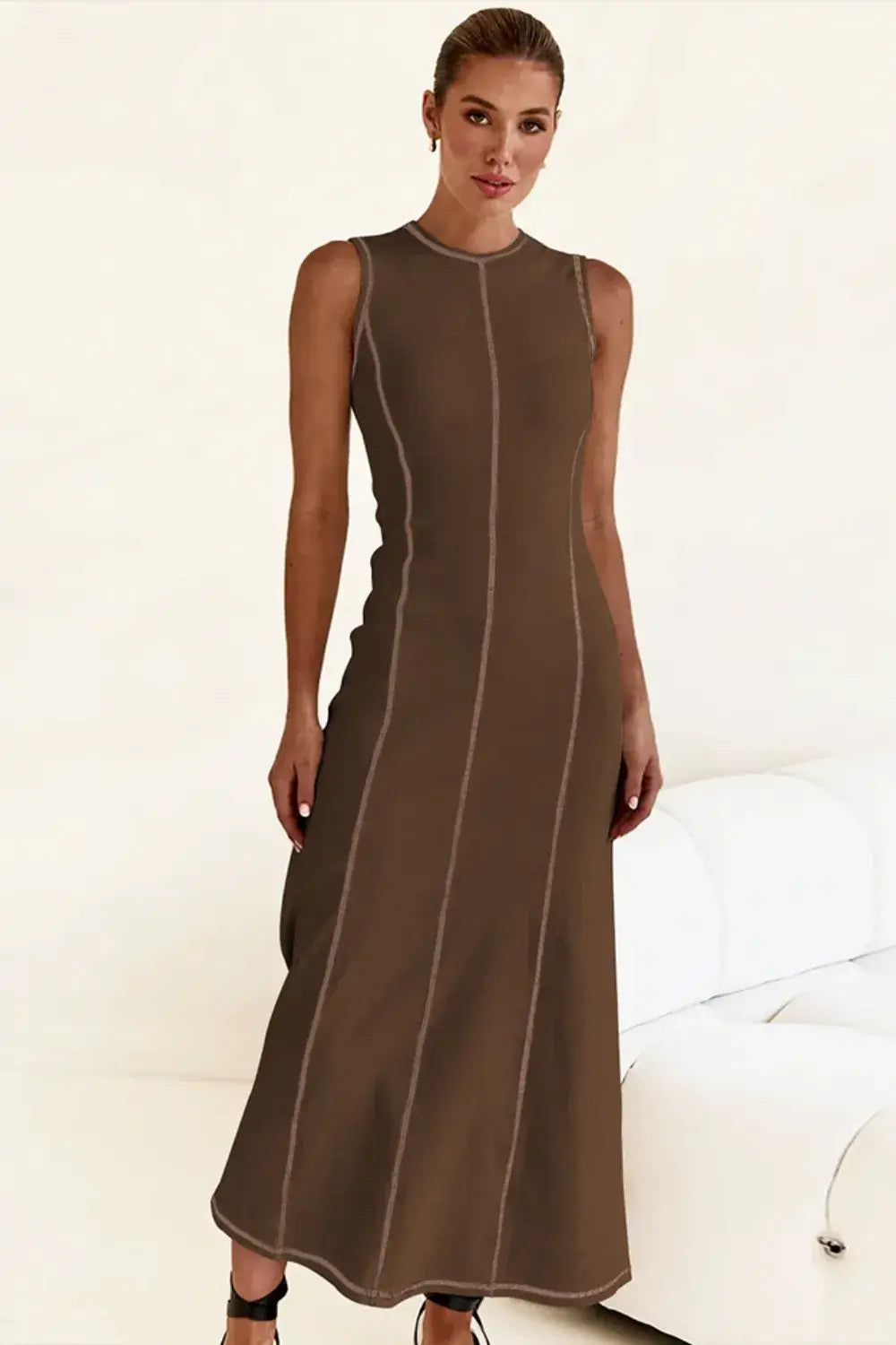 Contrast Stitching Maxi Tank Dress