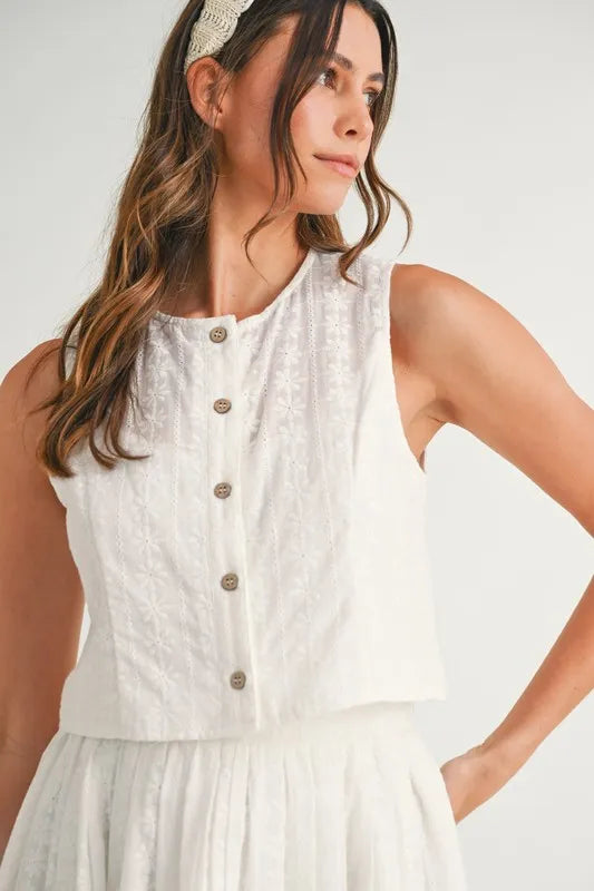 MABLE Eyelet Lace Top and Mini Skirt Set - Clothes For Her Online Store