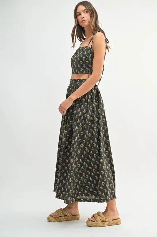MABLE Floral Crop Top and Skirt Set - Clothes For Her Online Store