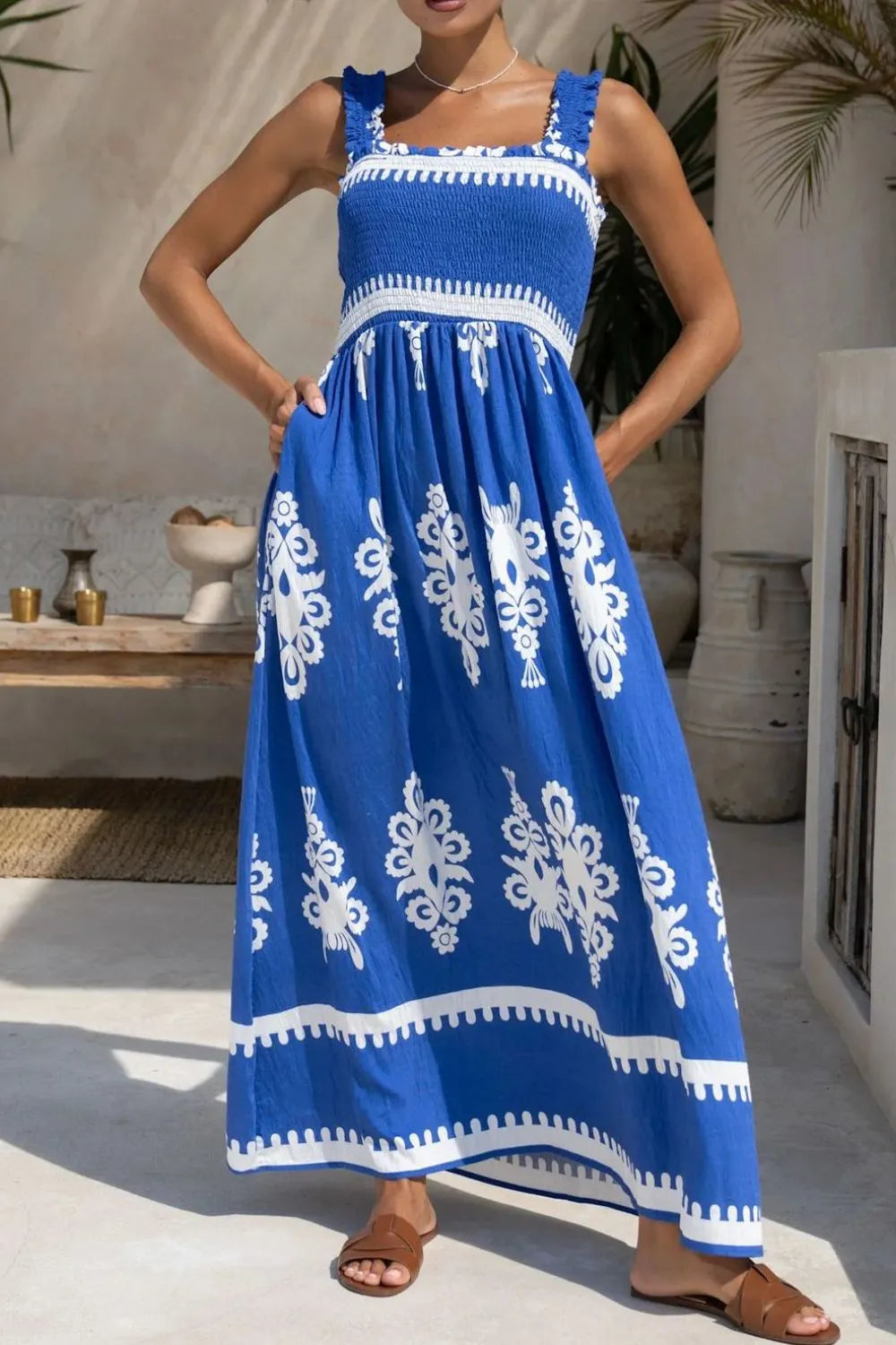 Printed Square Neck Cami Dress