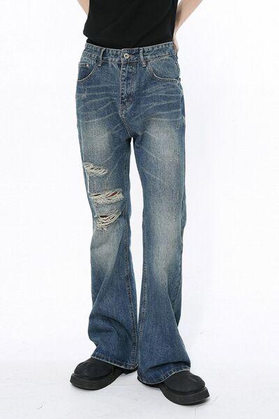 Men's Distressed Bootcut Jeans