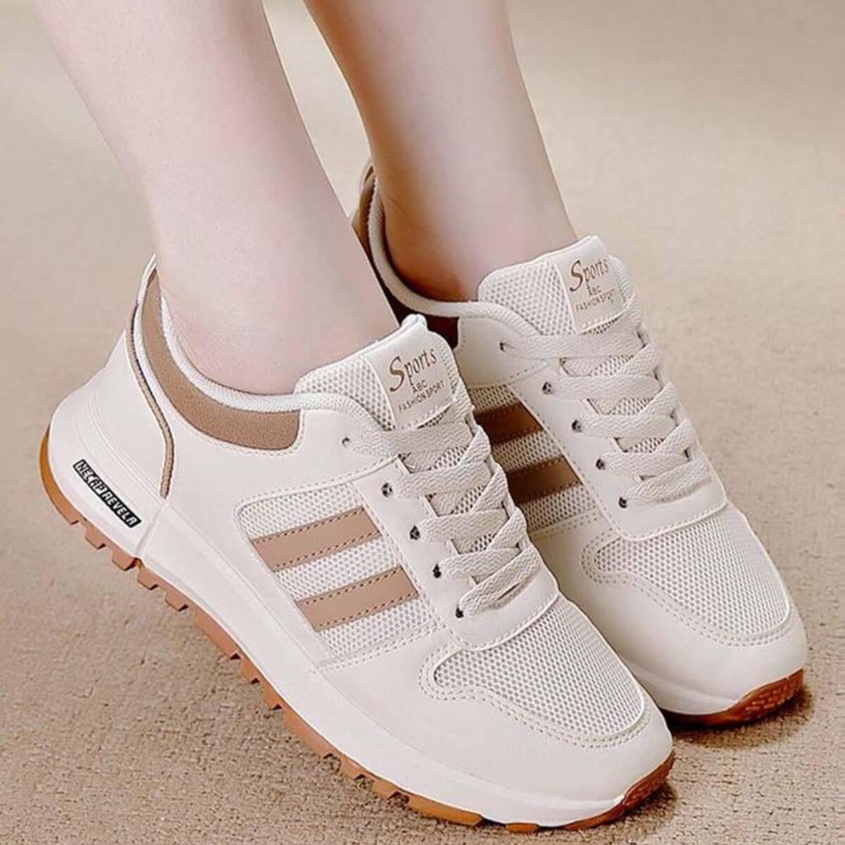 Lace Up Contrast Mesh Breathable Sneakers - Clothes For Her Online Store