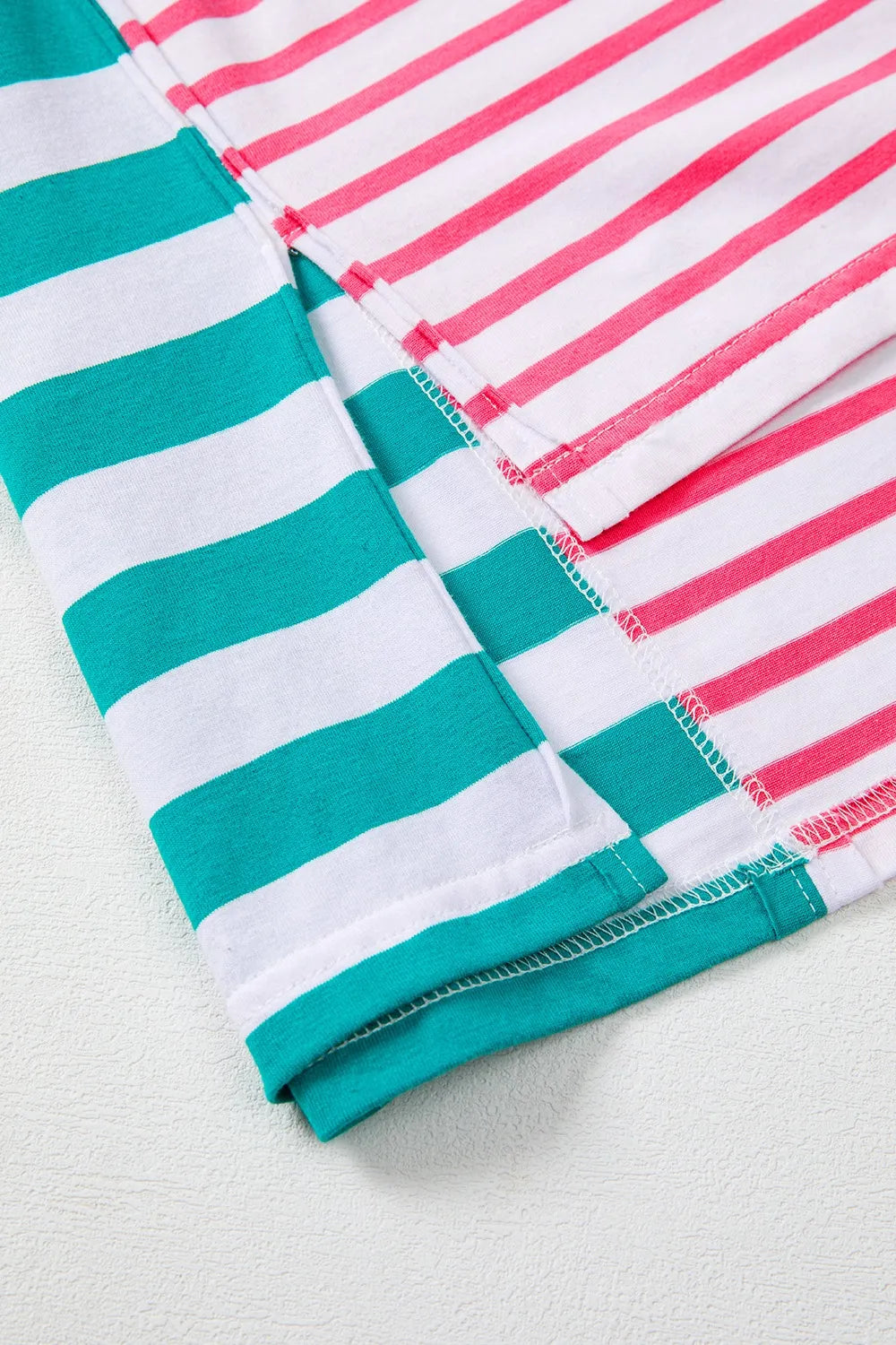 Color Block Striped Batwing Sleeve T-Shirt