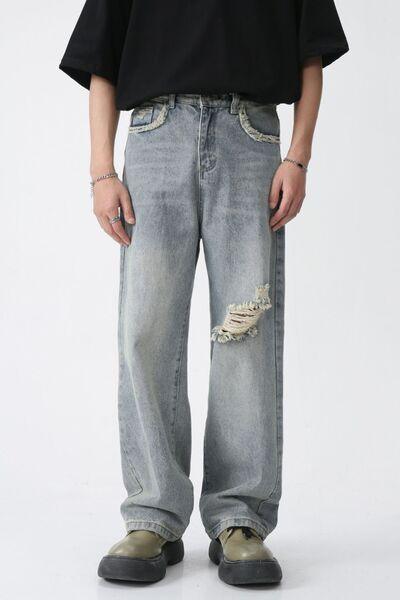 Distressed Mid Rise Men's Jeans