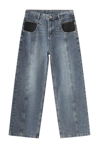 Mid Rise Waist Jeans with Pockets - Clothes For Her Online Store