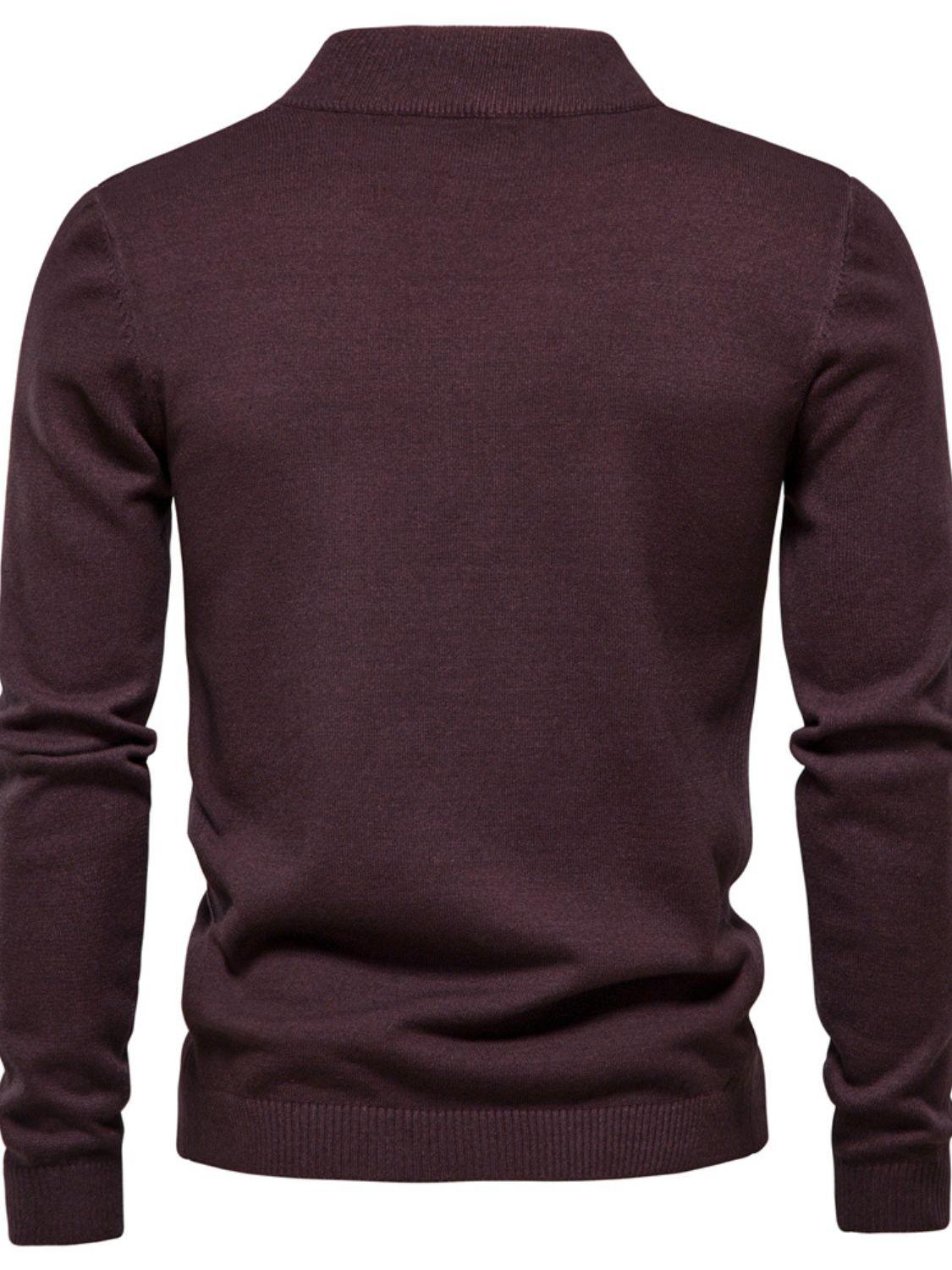 Men's Mock Neck Long Sleeve Sweater - Clothes For Her Online Store