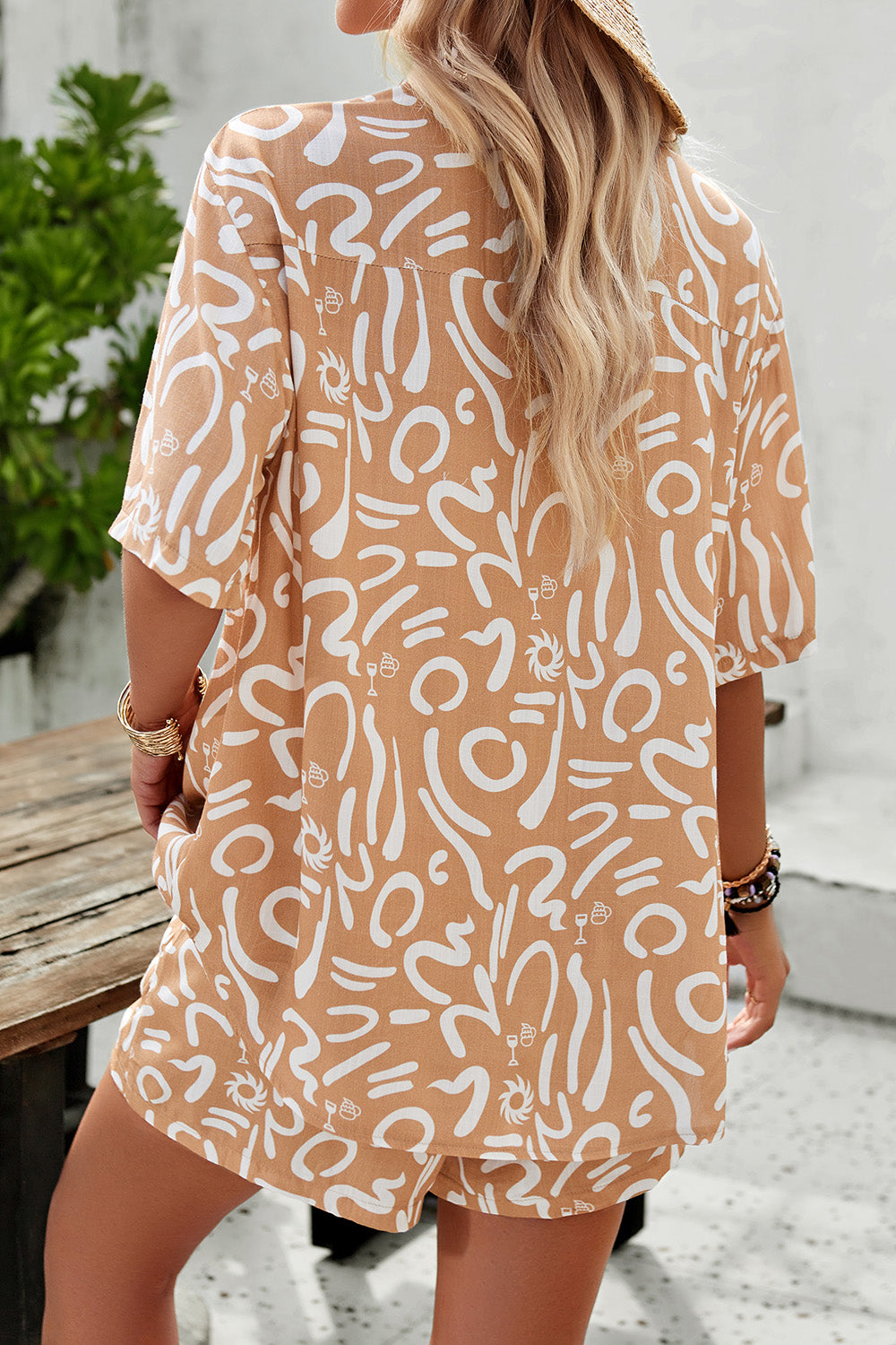 Devine Printed Button Up Shirt and Shorts Set - Clothes For Her Online Store