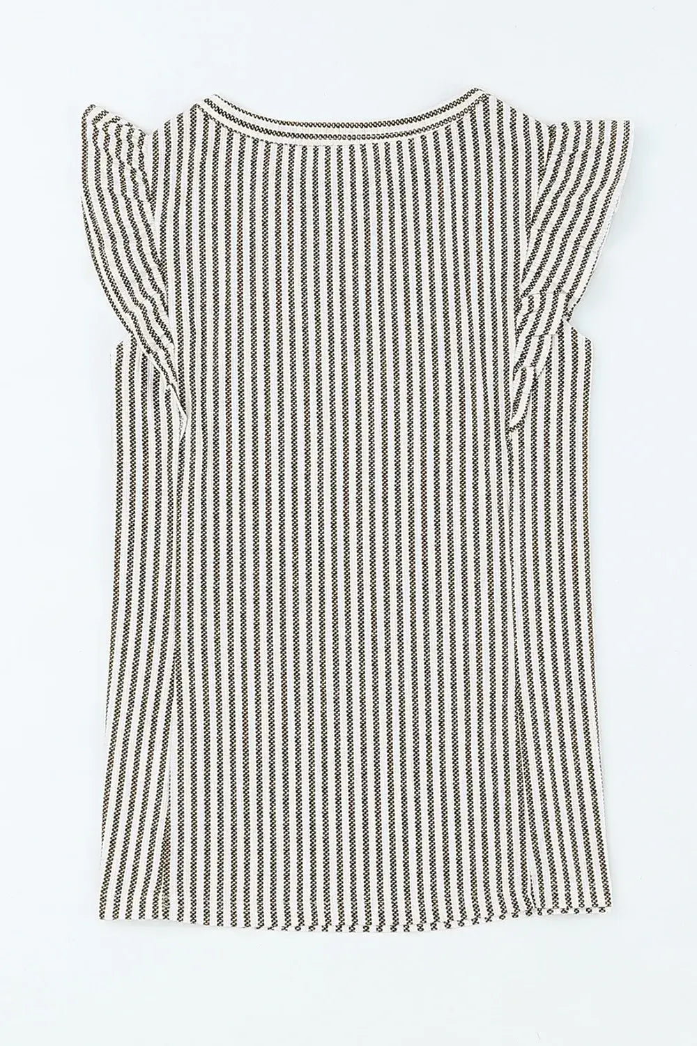 Ruffled Striped Round Neck Blouse