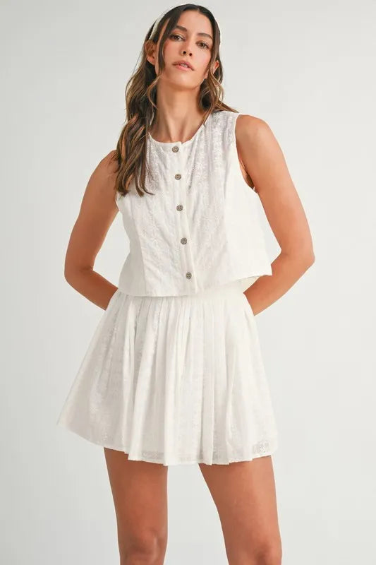 MABLE Eyelet Lace Top and Mini Skirt Set - Clothes For Her Online Store