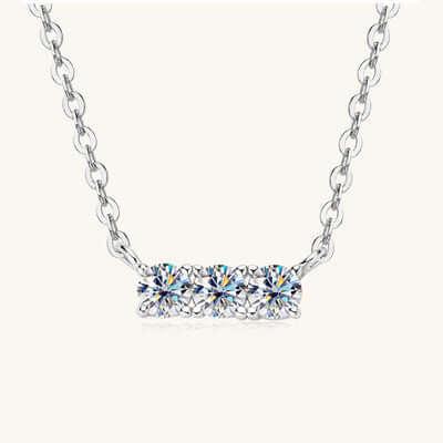 925 Sterling Silver Inlaid Moissanite Bar Necklace