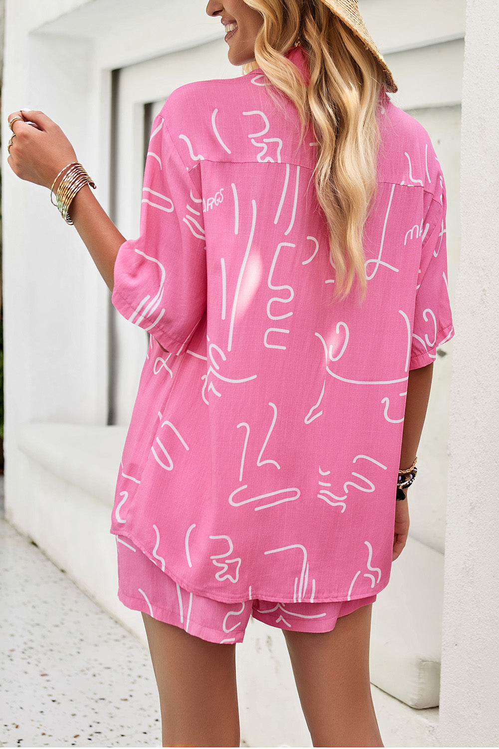 Devine Printed Button Up Shirt and Shorts Set - Clothes For Her Online Store