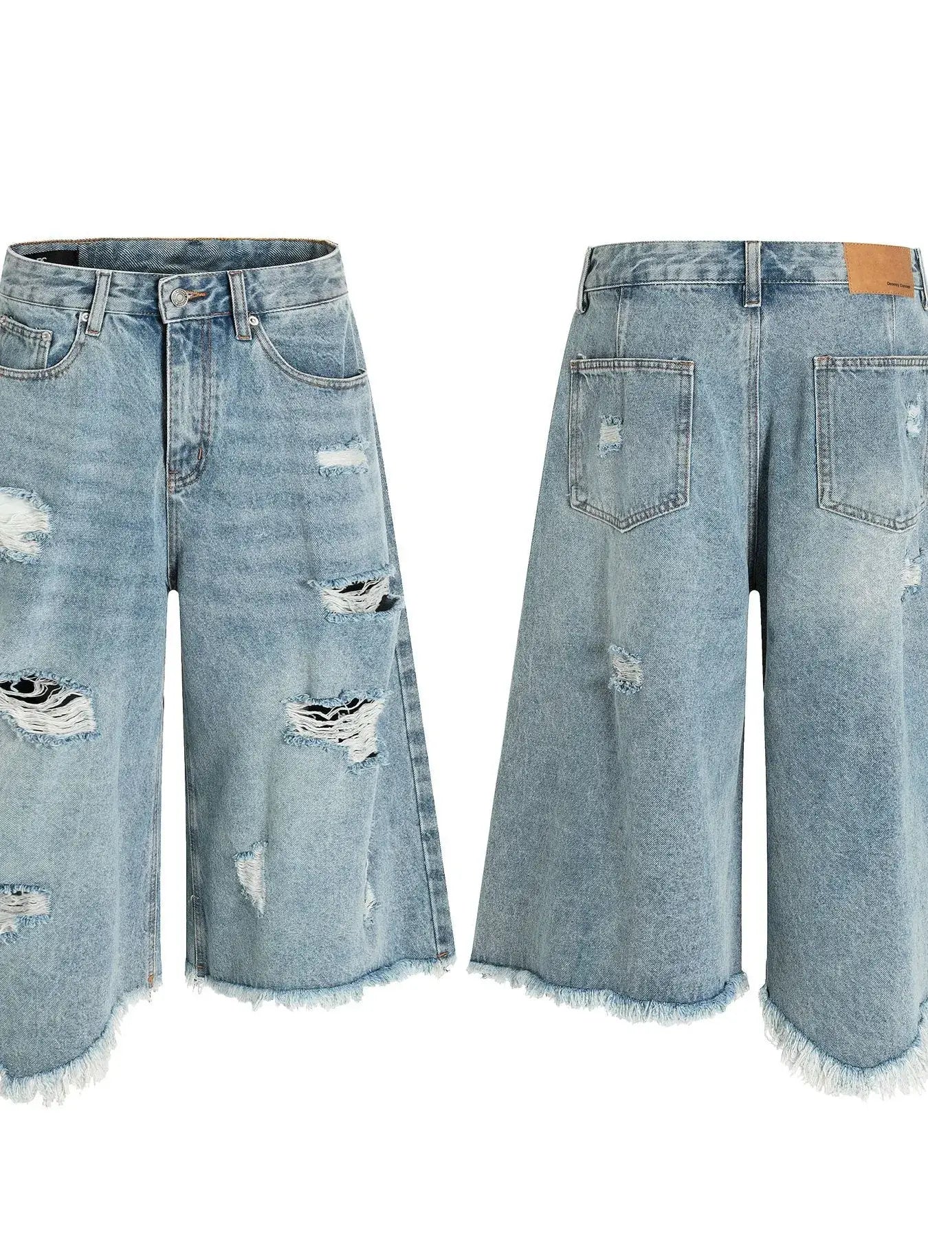 Men's Oversized Distressed Demin Shorts