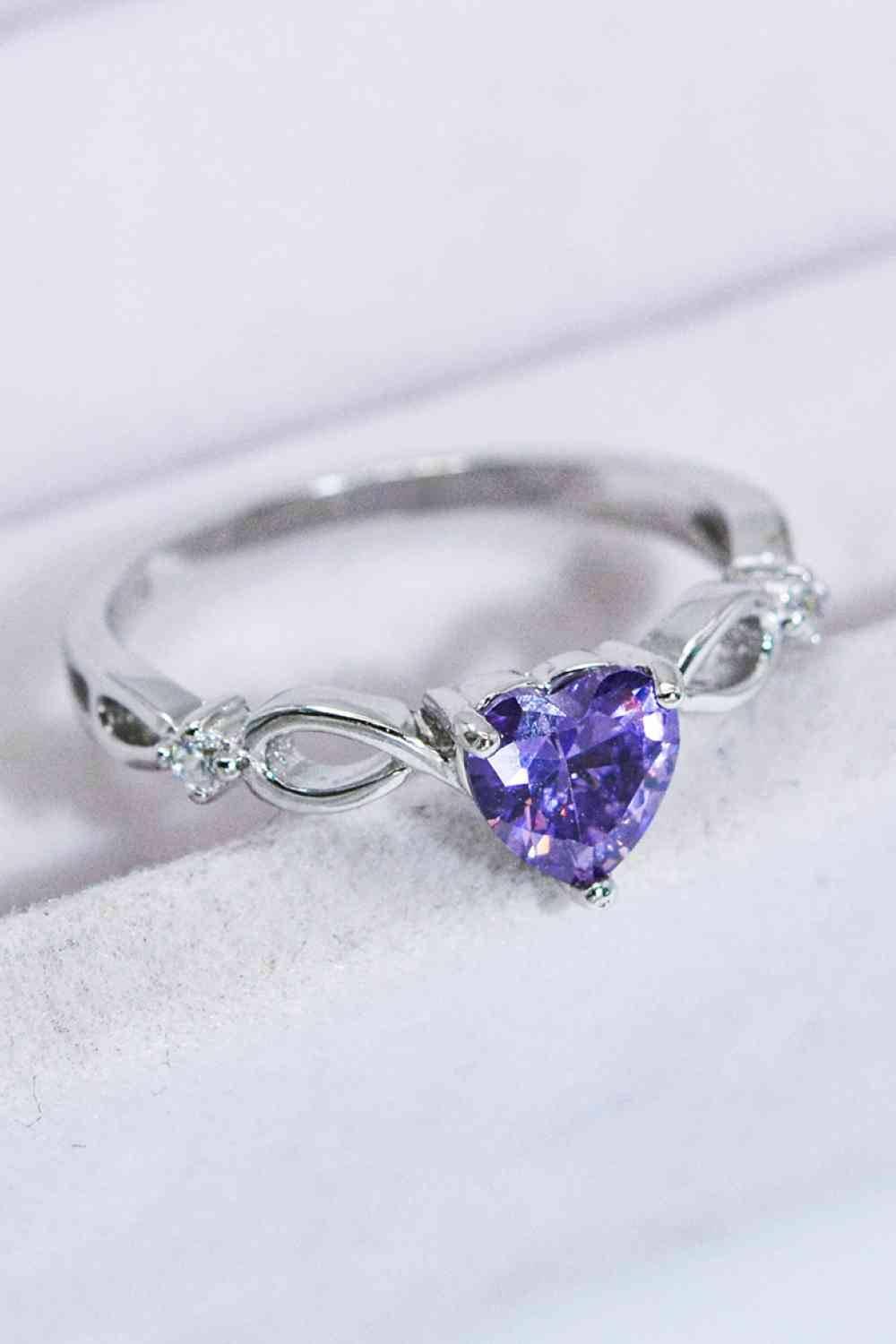 Crystal Heart 925 Sterling Silver Ring