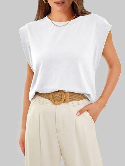 Florira Round Neck Cap Sleeve T-Shirt