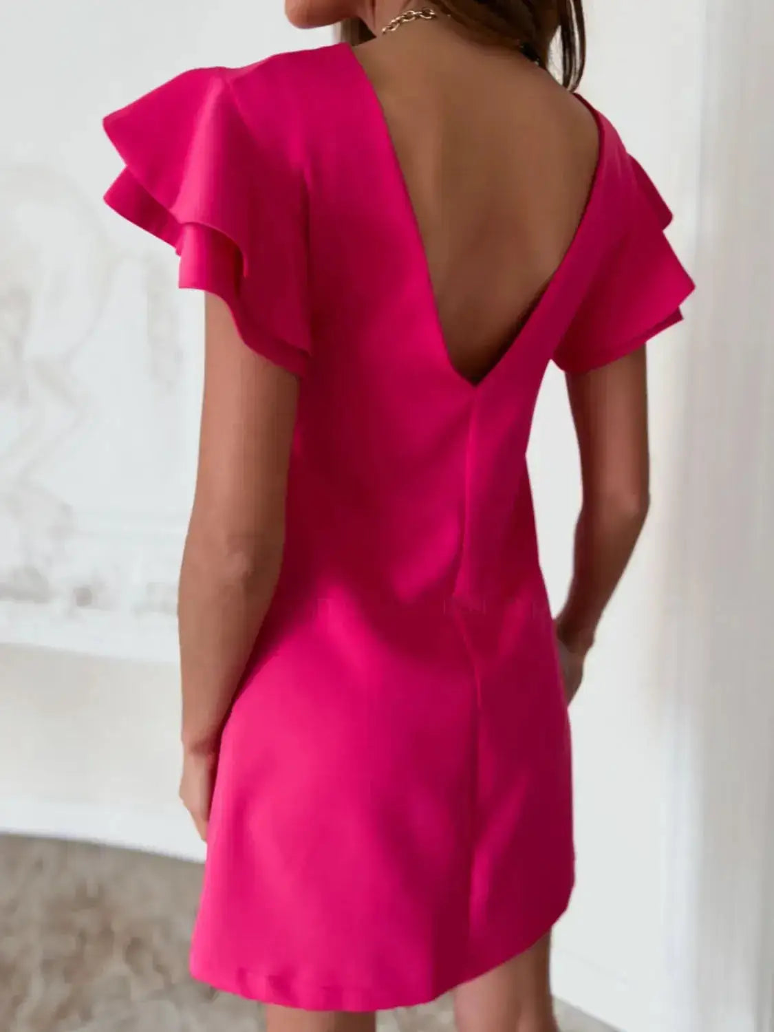 Ruffled Layered Short Sleeve Mini Dress