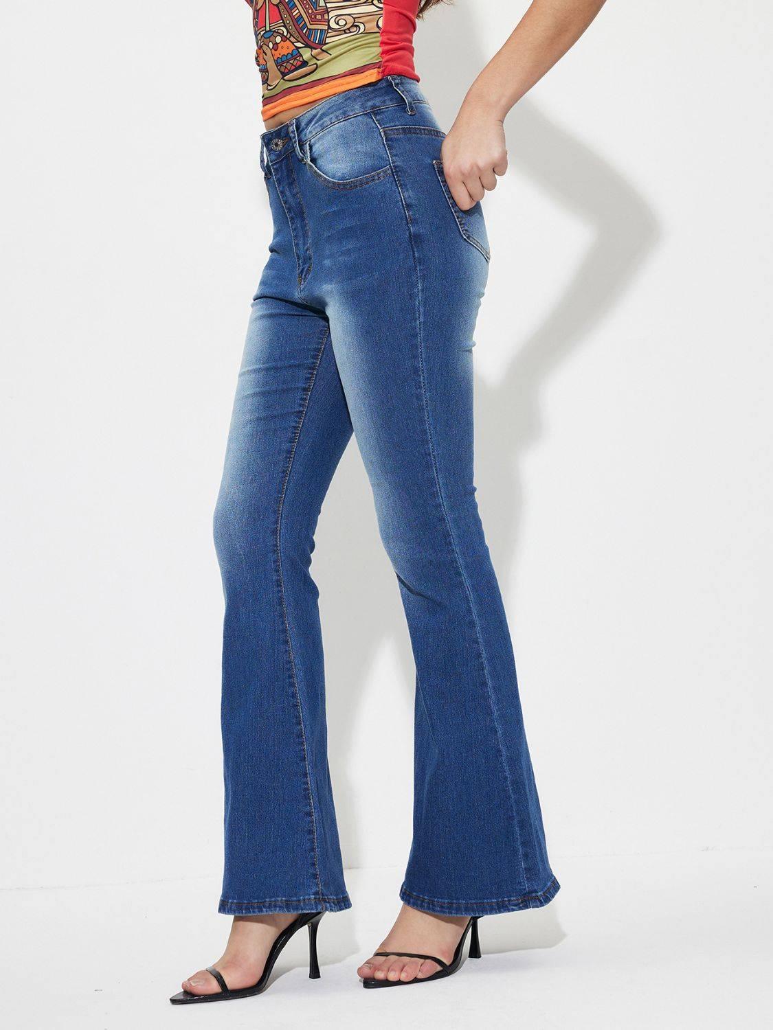 Mid-Rise Waist Bootcut Jeans - Clothes For Her Online Store