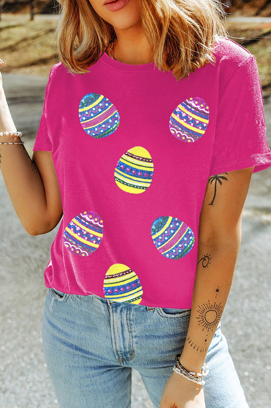 Sequin Easter Egg Short Sleeve T-Shirt - Clothes For Her Online Store