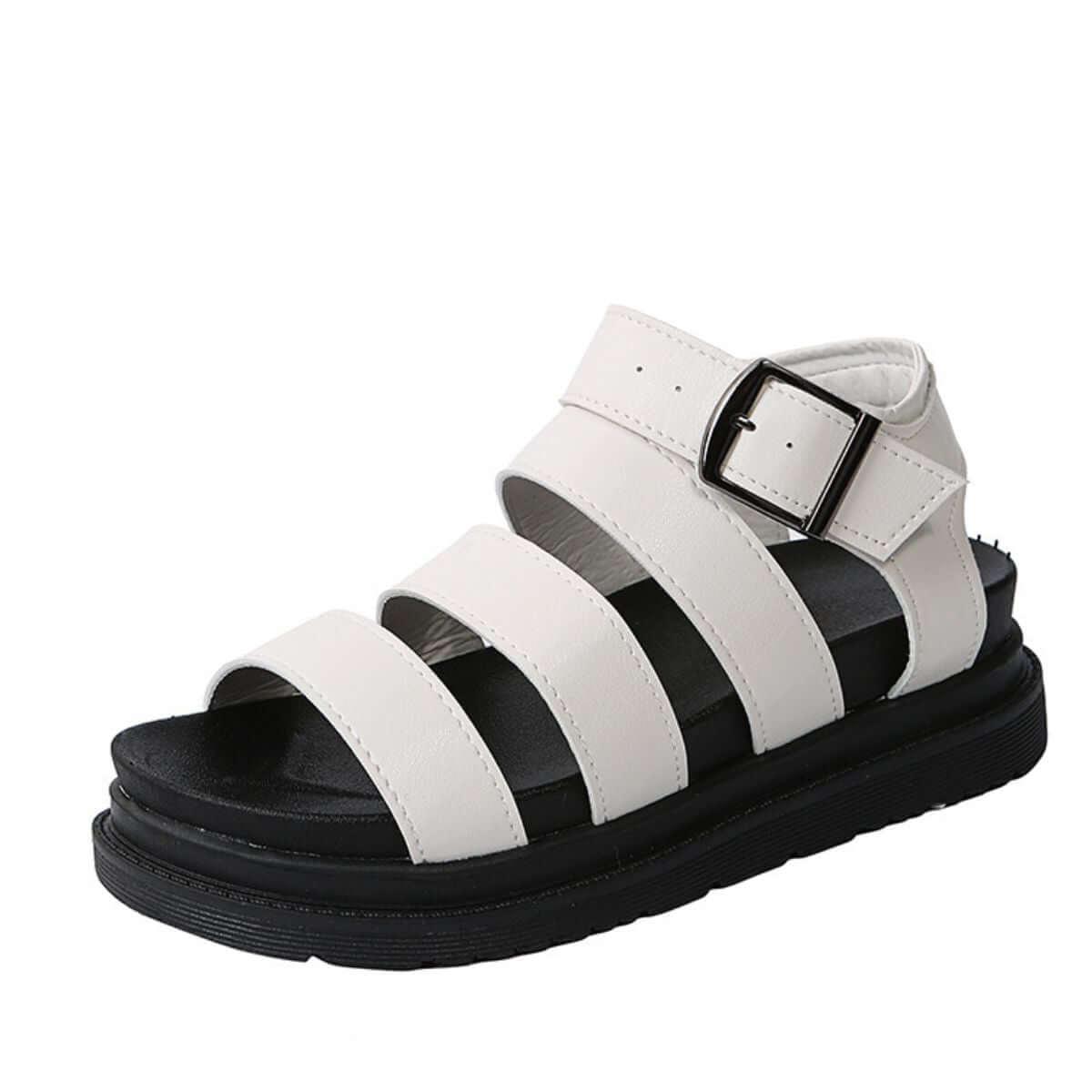 Peep Toe Buckle Platform Sandals - Clothes For Her Online Store