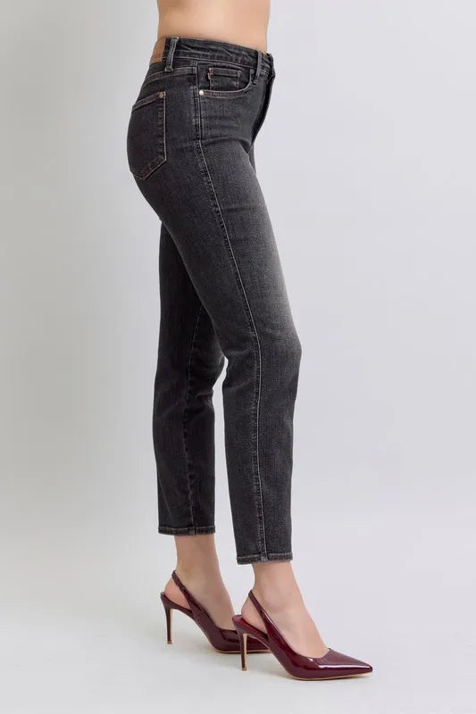 Judy Blue Full Size Midi Rise Tummy Control Slim Jeans Plus Size