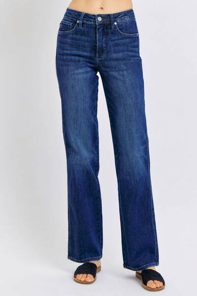 Judy Blue Full Size Tummy Control Straight Jeans Plus Size - Clothes For Her Online Store