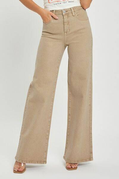 RISEN Full Size Tummy Control High Rise Wide Leg Jeans Plus Size - Clothes For Her Online Store