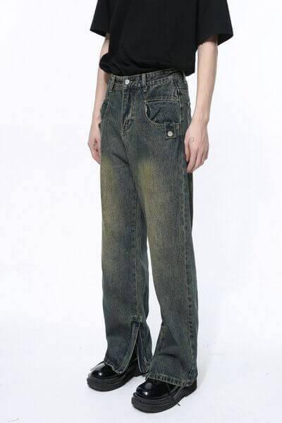 Side Slit Jeans with Pockets - Clothes For Her Online Store