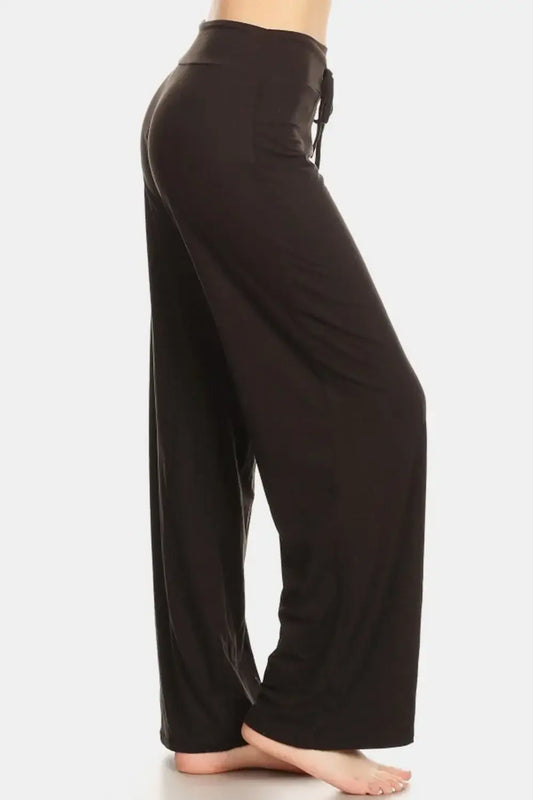 Leggings Depot High Waist Drawstring Wide Leg Pants - Clothes For Her Online Store