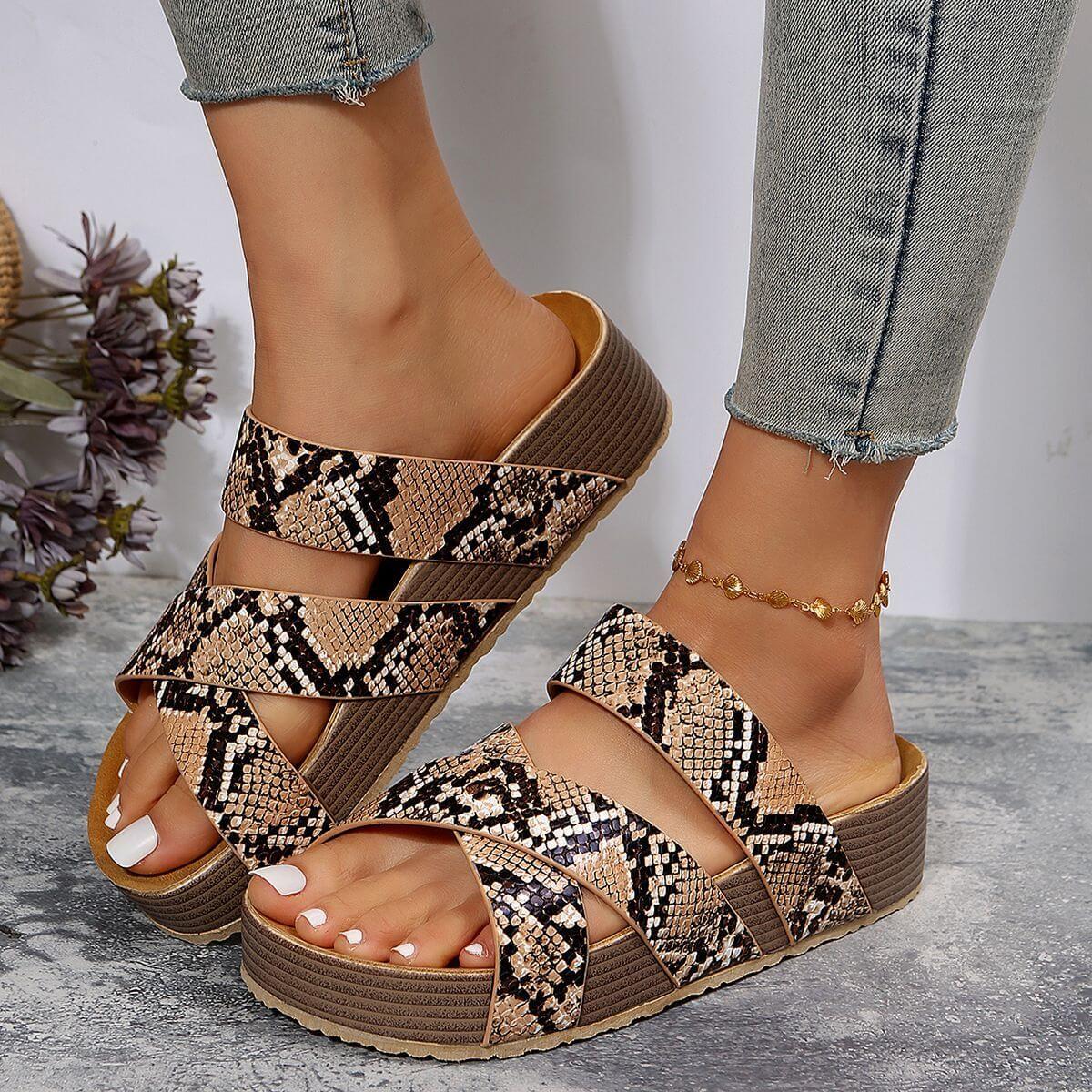 Crisscross Open Toe Platform Sandals