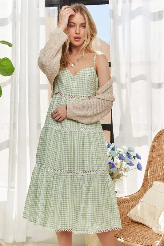 ADORA Gingham Detail Washed Dress