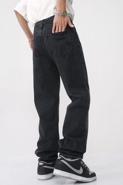 Men's Washed Straight Leg Jeans