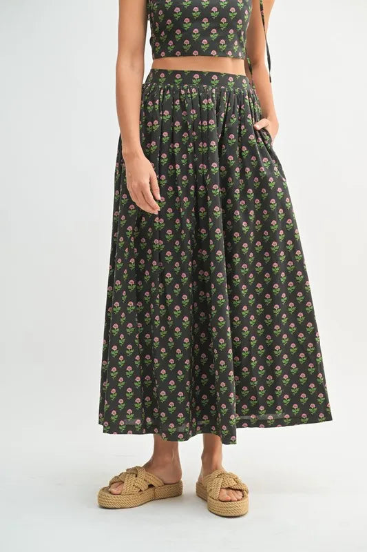 MABLE Floral Crop Top and Skirt Set - Clothes For Her Online Store