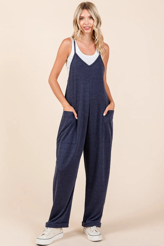 Mittoshop Patch Pocket Wide Leg Sleeveless Jumpsuit - Clothes For Her Online Store