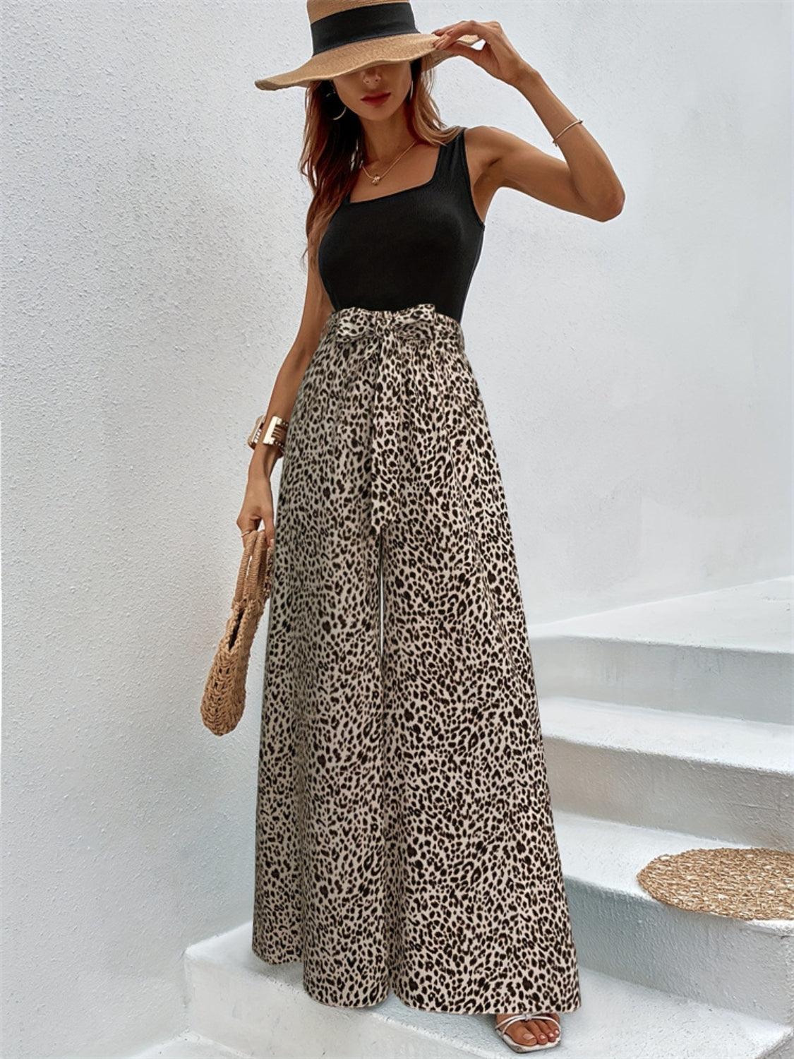 Leopard Wide Leg Pants - Clothes For Her Online Store