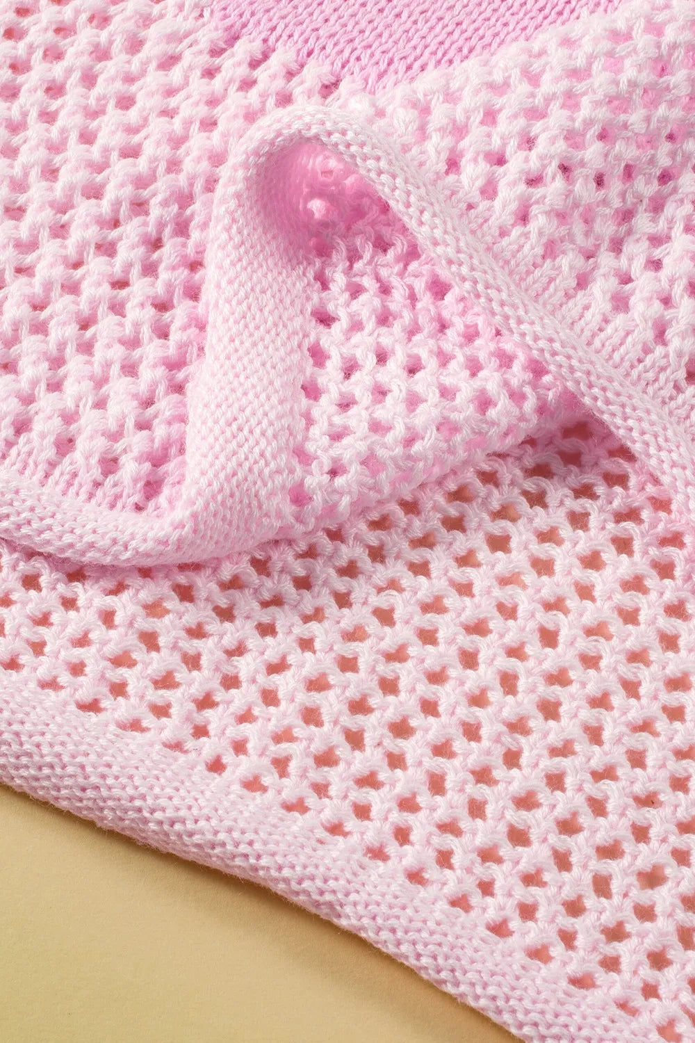 Openwork Round Neck Floral Knit Cover Up