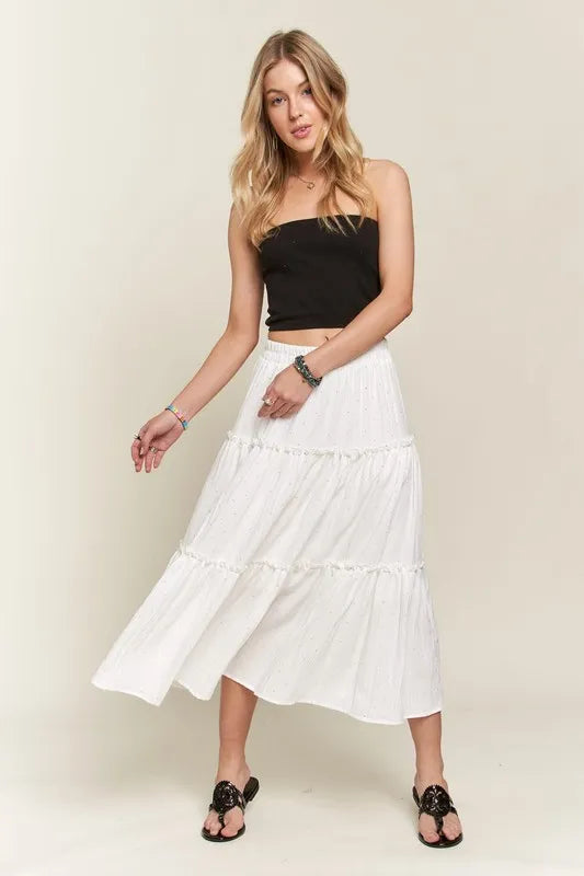 ADORA Rhinestone Accent Tiered Skirt
