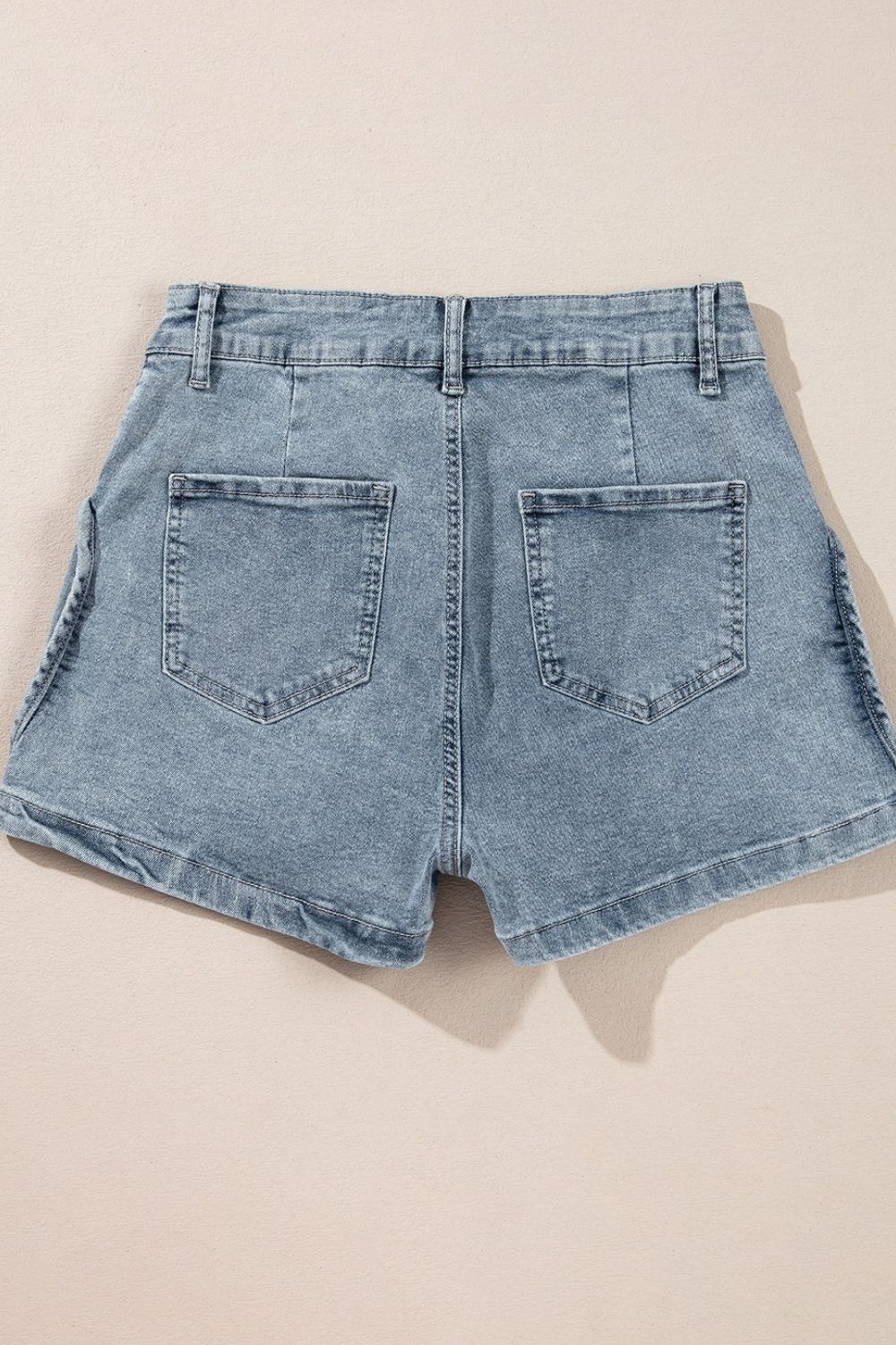 Studded Acid Wash Denim Shorts