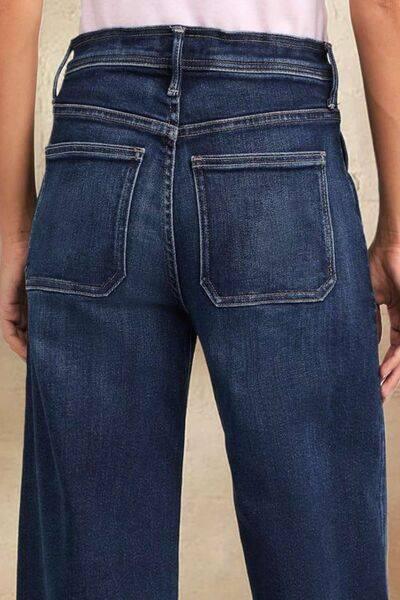 Contrast Drawstring Wide Leg Jeans