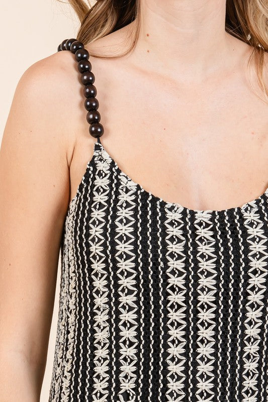 GeeGee Plus Size Striped Scoop Neck Beaded Strap Maxi Cami Dress - Clothes For Her Online Store