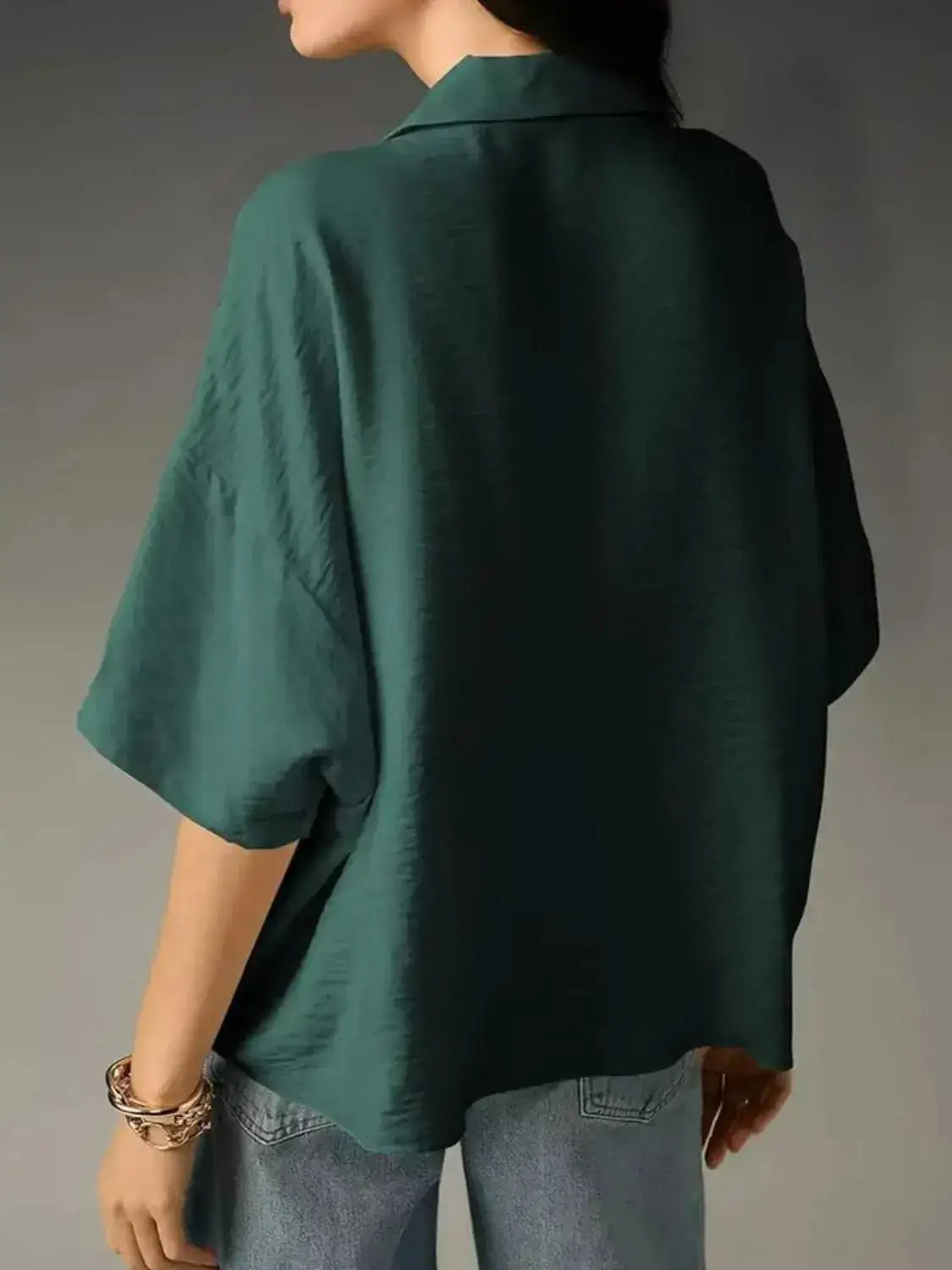 Collared Neck Half Sleeve Blouse - Clothes For Her Online Store