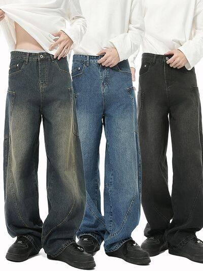 Mid Rise Waist Jeans with Pockets - Clothes For Her Online Store