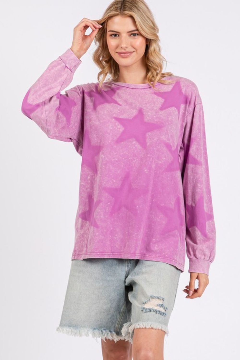 SAGE + FIG Mineral Wash Star Pattern T-Shirt - Clothes For Her Online Store