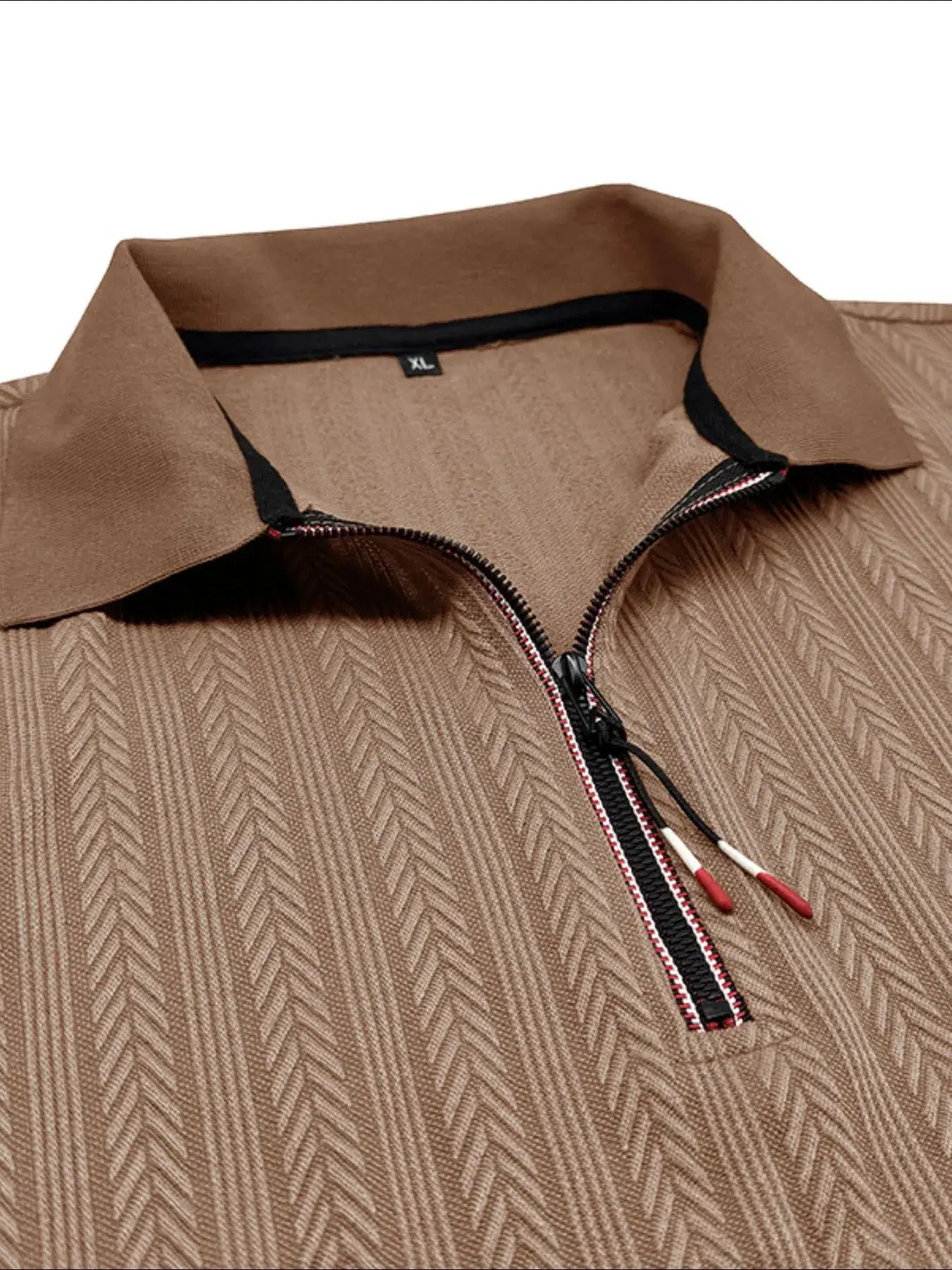 Men's Textured Quarter-Zip Polo Shirt