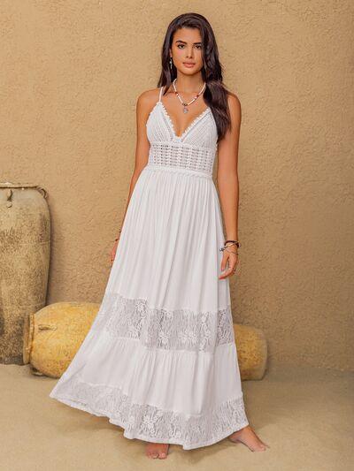 Lace Detail Crochet Tiered Maxi Cami Dress